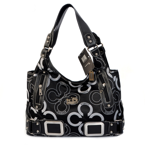 Coach Waverly C Logo Signature Large Black Totes EKD - Click Image to Close